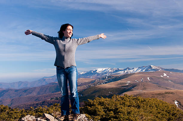 istock Happy woman in the mountain. 135509640