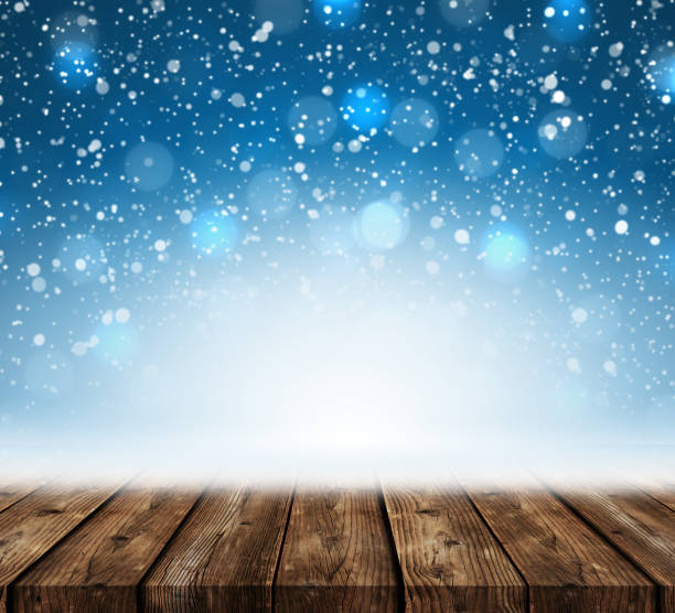 istock Empty wooden Table with beautiful blue blurred background. 1355099365