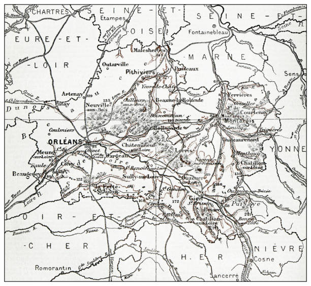 istock Antique French map of Loiret (département) 1355103735