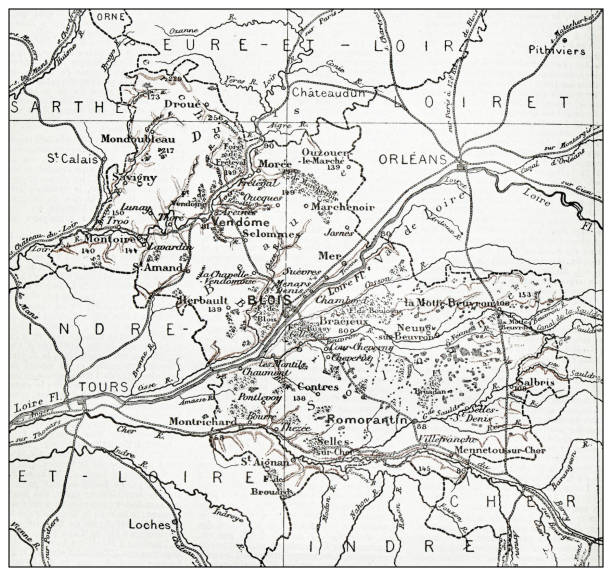 istock Antique French map of Loir-et-Cher (département) 1355103748