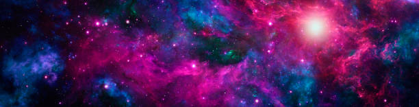 istock Cosmic colorful background with nebula and shining stars 1355103755