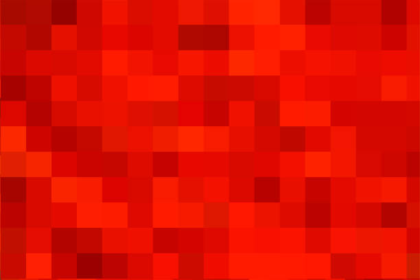 rote geometrische textur aus quadraten. vektorhintergrund aus quadratischen roten pixeln. eine rückseite aus roten mosaikquadraten, platz für ihr design oder ihren text. vektorillustration - techno backgrounds textured yellow stock-grafiken, -clipart, -cartoons und -symbole