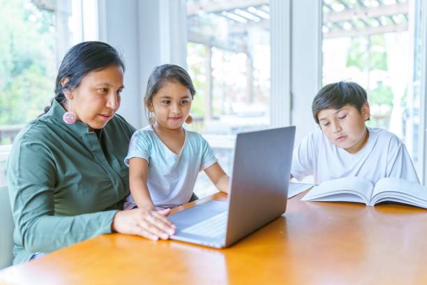 istock Mom working from home with homeschooled children 1355105805