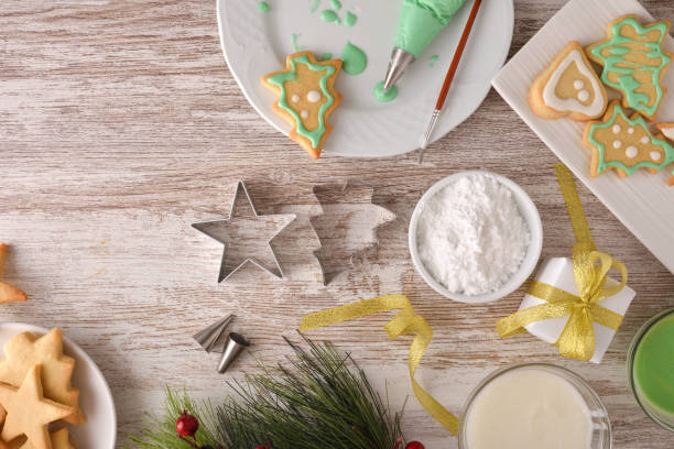 istock Tools for painting Christmas cookies with icing top 1355116427