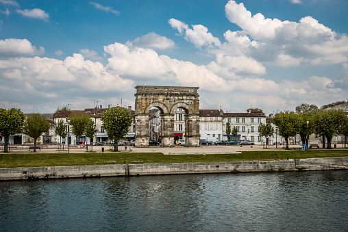 Beautiful Arch of Germanicus Across Charente River In Saintes, Poitou-Charentes, France