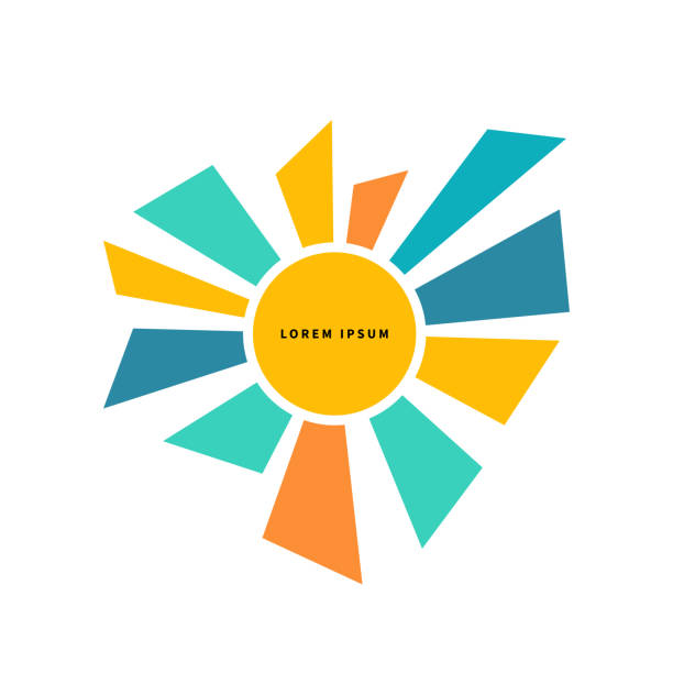 flat frame in the shape of a sun with rays. Summer round border. Vector illustration