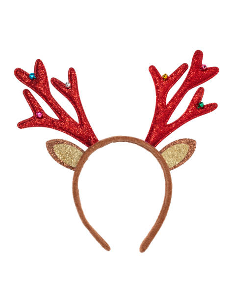 Christmas antler headbands on white background Funny Santa reindeer headband horns isolated on white background (with clipping path) antler stock pictures, royalty-free photos & images