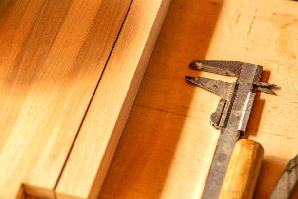 istock The handmade wood works with vernier callipers. 1355123992