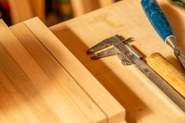 istock The handmade wood works with vernier callipers. 1355123995