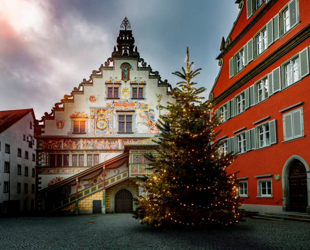 istock Lindau Island Old Town Hall with Christmas tree 1355125703