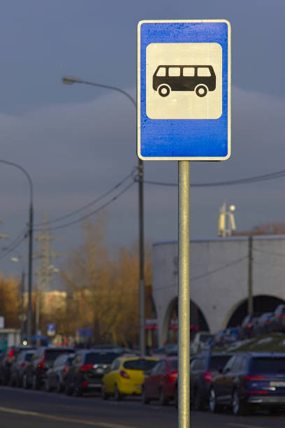 istock bus stop sign on a city street 1355127588