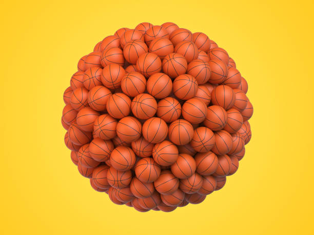 istock Basketball balls in shape of sphere 1355128640