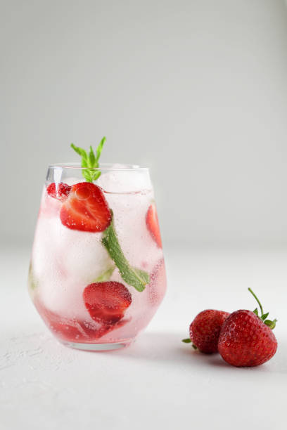 istock Summer cocktail with strawberry  and mint. 1355131852