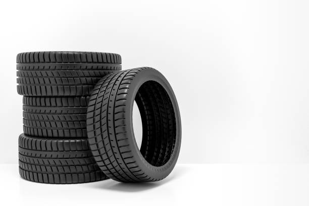 istock four car tires stacked 1355133170