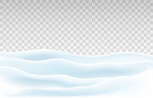 istock Snowdrifts on transparent background. Winter snow landscape decor, beauty snowdrift wallpaper, frozen hills with snowbanks texture, empty snowbank fields panorama. For greeting card. 1355139320