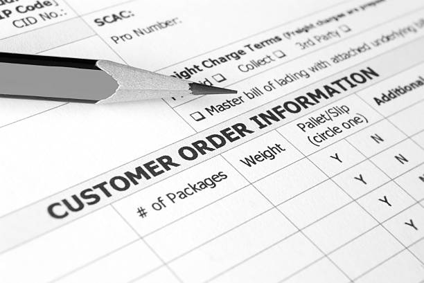 Customer order information form stock photo