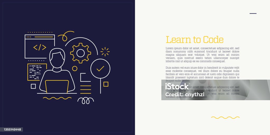 Portrait Background For Incode Design Vector Set Of Illustration Learn To Code Concept Line Art Style ...