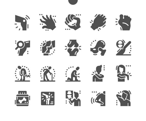 Arthritis. Health care, medical and medicine. Calcium, knee arthritis, elbow pain. Joint examination. Vector Solid Icons. Simple Pictogram Arthritis. Health care, medical and medicine. Calcium, knee arthritis, elbow pain. Joint examination. Vector Solid Icons. Simple Pictogram hip joint x stock illustrations