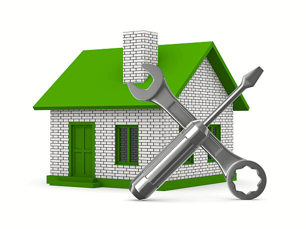istock House repairing on white background. Isolated 3D image 135514712