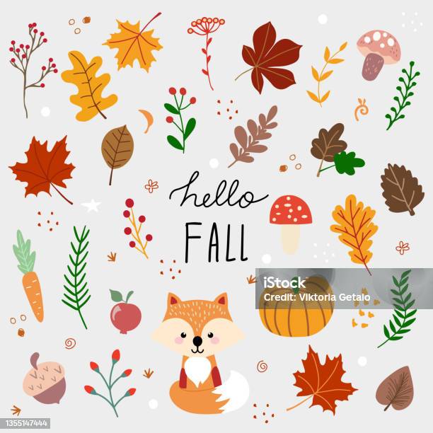 Abstract Fall Image Vector Vector Abstract Autumn Set Stock Illustration - Download Image Now ...