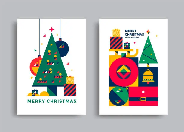 Vector illustration of New Year and Christmas greeting card design.