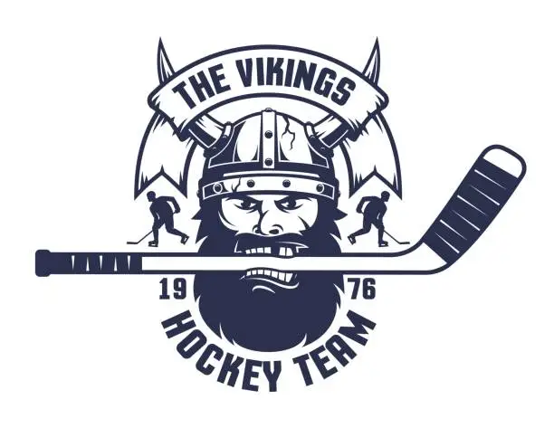 Vector illustration of Hockey symbol with viking head wearing helmet
