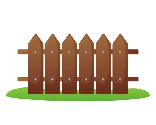 Vector illustration of Dark brown fence. Vector illustration isolated on white background.