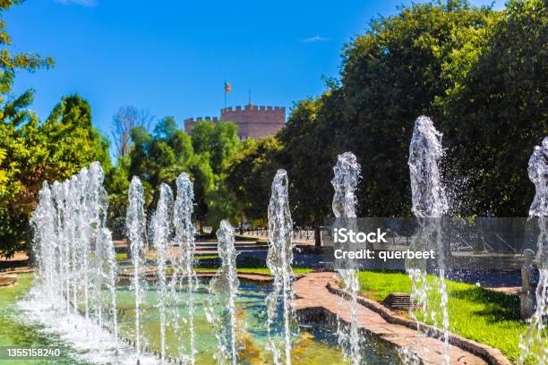 Fountain With Old Gate In Valencia Stock Photo - Download Image Now - Ancient, Architecture, Building Exterior