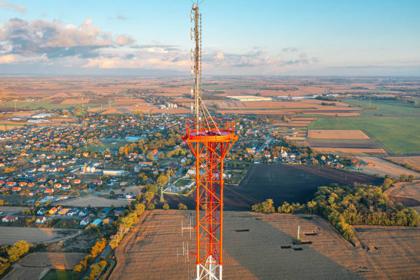 istock Telecommunication tower. TV antenna and cellular transmitter 1355162277