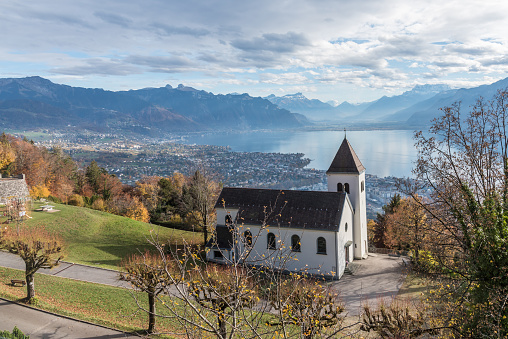 View of lake leman from mount pelerin. Switzerland