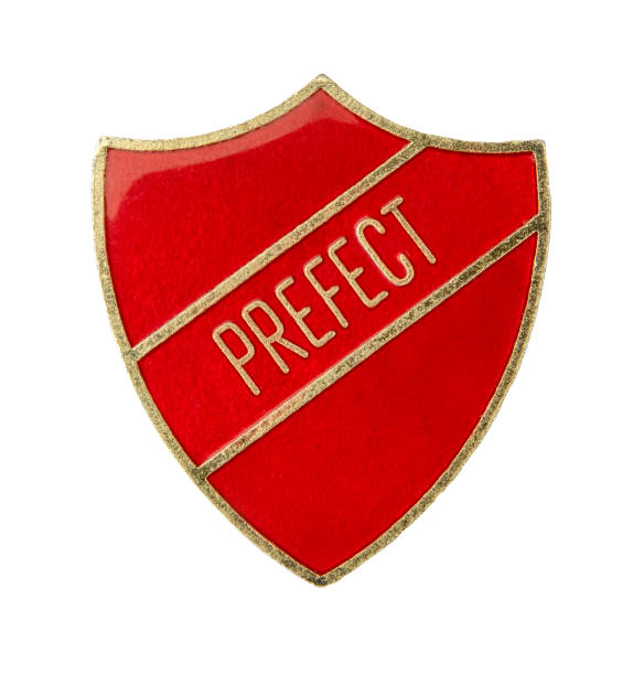 An Isolated Shield Shaped Prefect Badge From A British School On A White Background