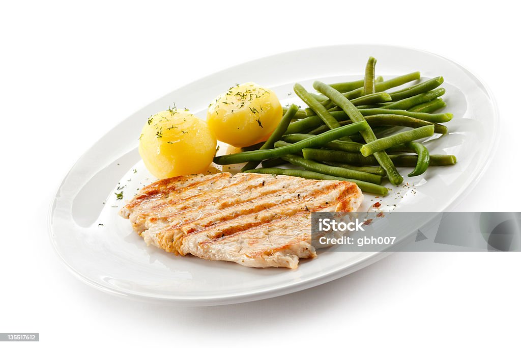 Carne a la parrilla y verduras - Foto de stock de Alimento libre de derechos