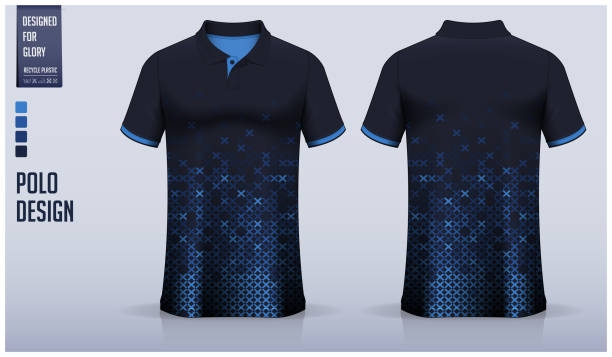 ilustrações de stock, clip art, desenhos animados e ícones de polo shirt mockup template design for soccer jersey, football kit, golf, tennis, or sport uniform. fabric pattern design. - teeshirt template