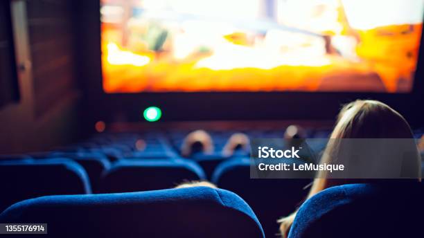 Movie Theater During The Screening Of An Animated Movie Stock Photo - Download Image Now