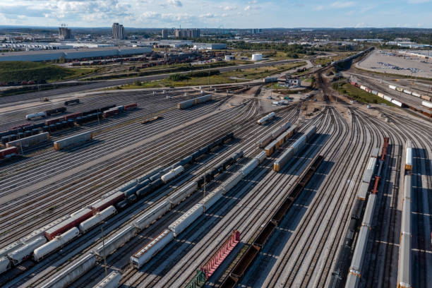 istock Aerial View of Rail Classification Yard, The MacMillan Yard, Maple, Vaughan, Canada 1355177106
