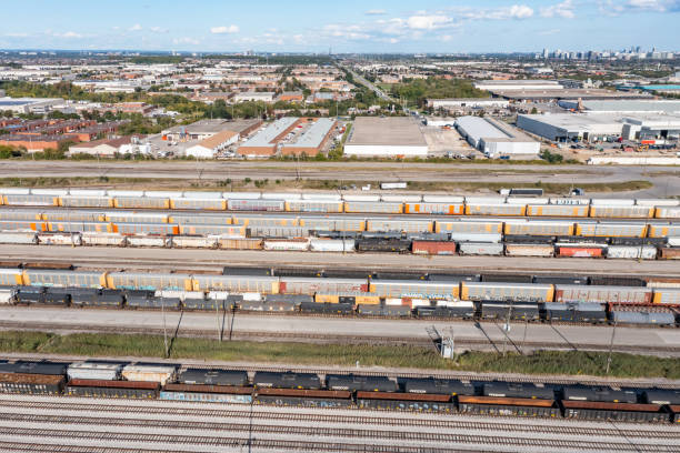 istock Aerial View of Rail Classification Yard, The MacMillan Yard, Maple, Vaughan, Canada 1355177150