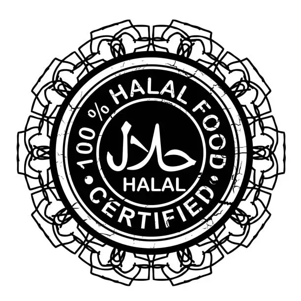 Vector illustration of Halal food, sticker and label