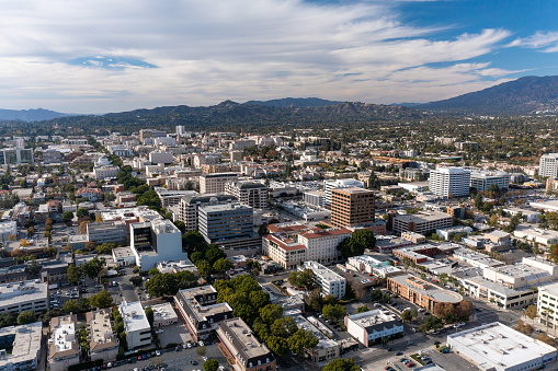 Aerial view of Pasadena, California - a suburb of Los Angeles