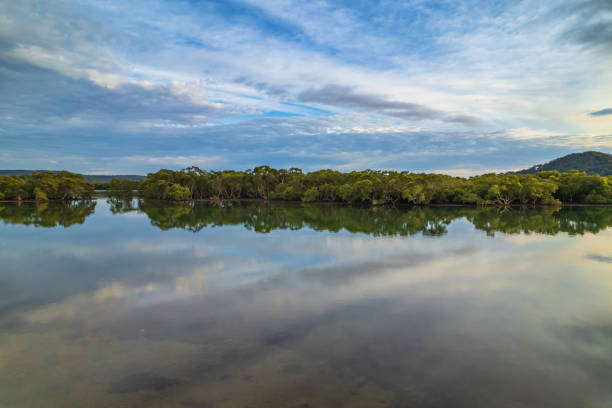 istock Clouds and reflections early morning waterscape 1355184551