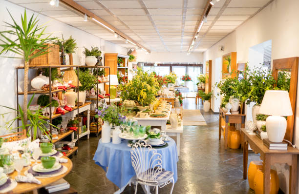 istock Assortment of kitchenware on display tables in a small shop 1355184569