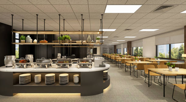 istock 3D render of cafetaria and restaurant 1355196420