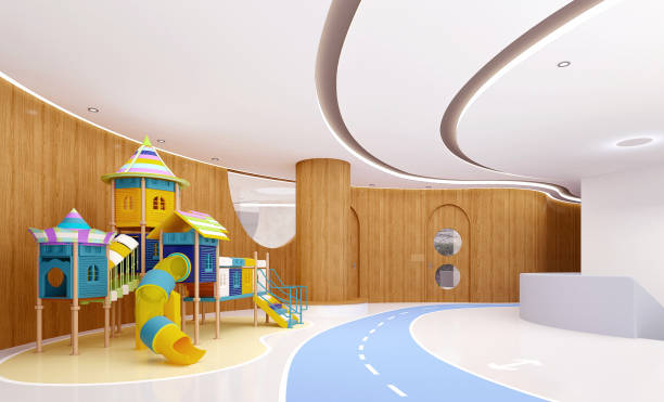 istock 3d render of kindergarten room, kids school interior 1355196428