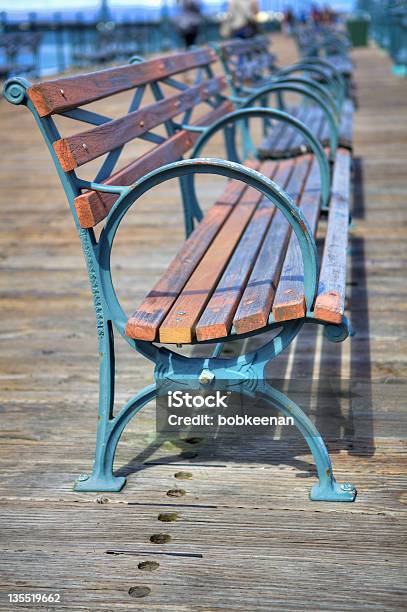 Shallow Dof Boardwalk Benches Stock Photo - Download Image Now - Bench, Blue, Boardwalk