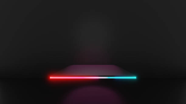 istock 3d render of pink blue light square pedestal steps isolated on dark background, abstract minimal concept, blank space, simple clean design 1355197257