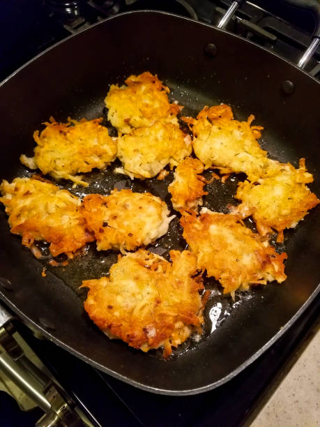 Potato Latkes in Frying Pan