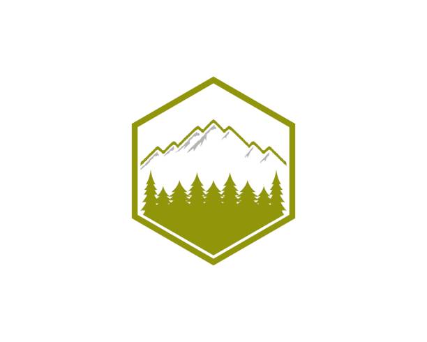 illustrations, cliparts, dessins animés et icônes de montagne et forêt dans le logo en forme d’hexagone - mountain mountain peak mountain climbing switzerland