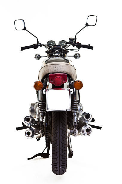 da motociclista vintage in studio sparare vista posteriore - riding old old fashioned motion foto e immagini stock