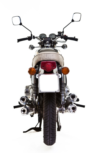 vintage motorcycle in studio shoot rear view