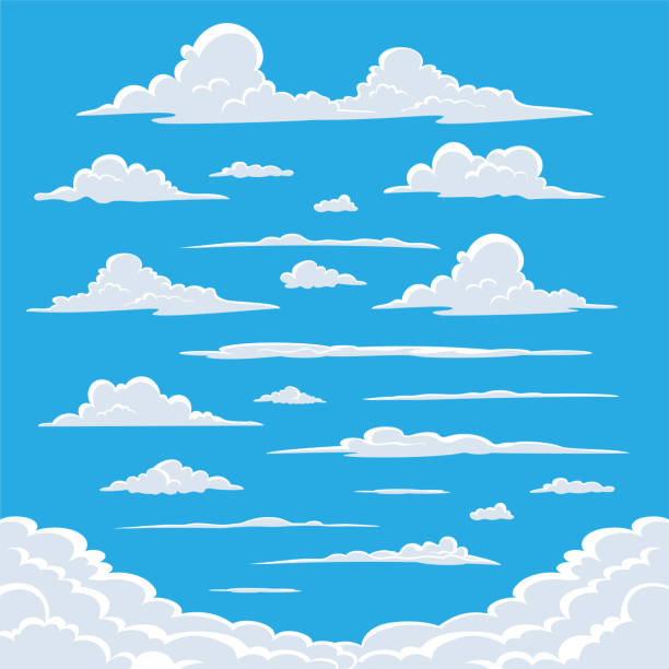 ilustraciones, imágenes clip art, dibujos animados e iconos de stock de colección de formas de nubes vectoriales - nubes