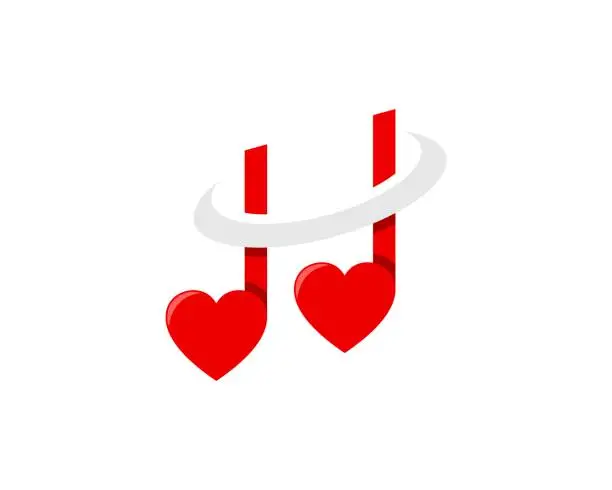 Vector illustration of Love music note with swoosh inside